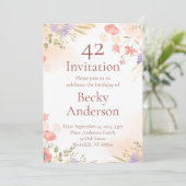 誕生日招待状と水彩の花 招待状 (スタンド正面)