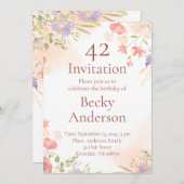 誕生日招待状と水彩の花 招待状 (正面/裏面)