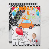 誕生日招待状と車とトラック 招待状 (正面/裏面)