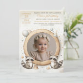 誕生日招待状とRaccoonフレーム撮影 招待状 (スタンド正面)