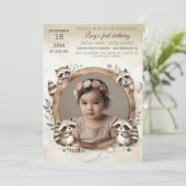 誕生日招待状とRaccoonフレーム撮影 招待状 (スタンド正面)