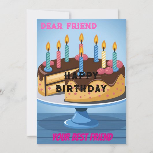 誕生日招待状のケーキが楽しめるカード 招待状 (正面)