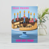 誕生日招待状のケーキが楽しめるカード 招待状 (スタンド正面)