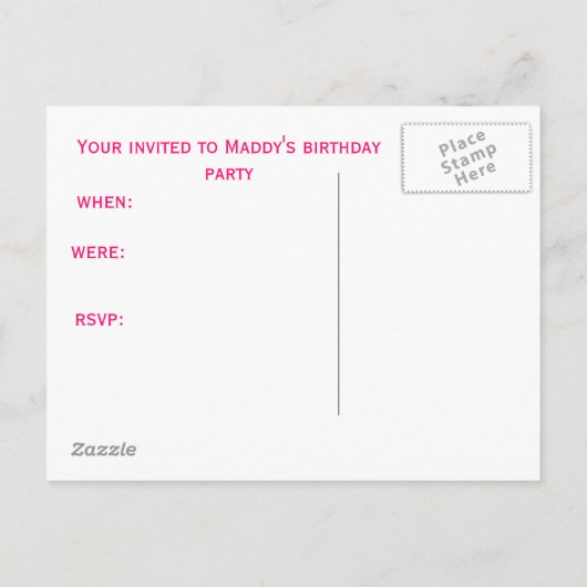 誕生日招待状はがき インビテーションポストカード (裏面)