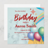 誕生日招待状をカスタマイズするカード 招待状 (正面/裏面)