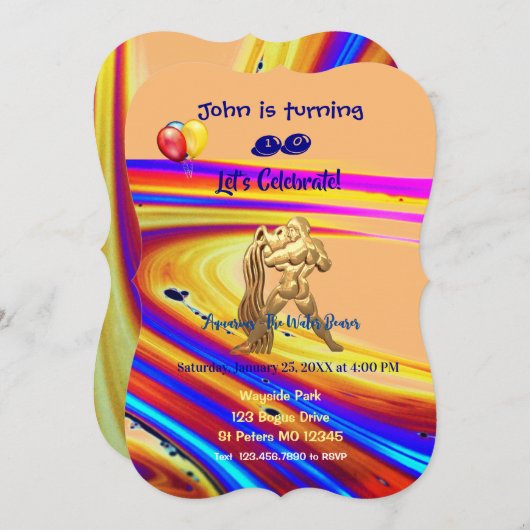 誕生日招待状アクエリアス01/20-2/18 招待状 (正面/裏面)