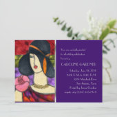 誕生日招待状アールデコ女性 招待状 (スタンド正面)