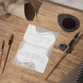 誕生日招待状インコテージエレガントーコア花模様 招待状