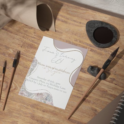 誕生日招待状インコテージエレガントーコア花模様 招待状