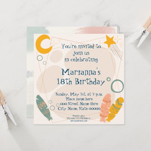 誕生日招待状インディアン部族 招待状 (正面/裏面インサイチュ)