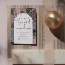 誕生日招待状イン深いヒュード花模様