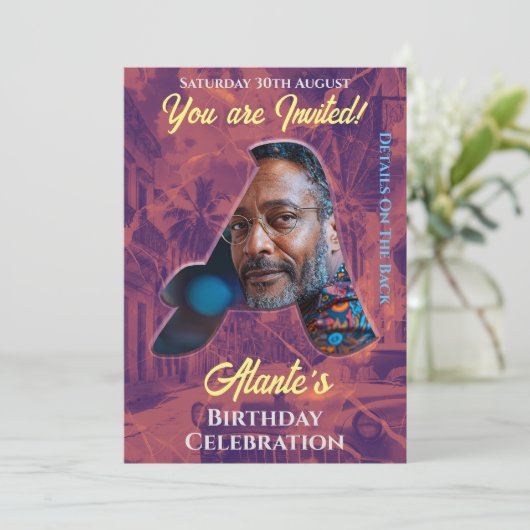 誕生日招待状カスタマイズ可能な初期デザイン 招待状 (スタンド正面)