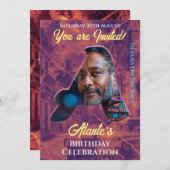 誕生日招待状カスタマイズ可能な初期デザイン 招待状 (正面/裏面)