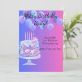 誕生日招待状カード、インスタントダウンロード 招待状 (スタンド正面)