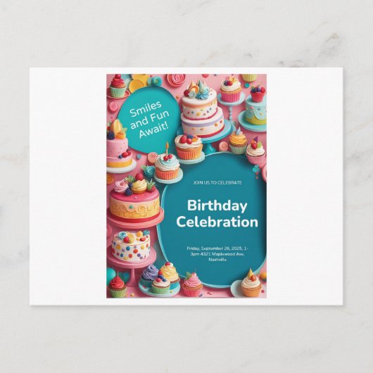 誕生日招待状カード インビテーションポストカード (正面)