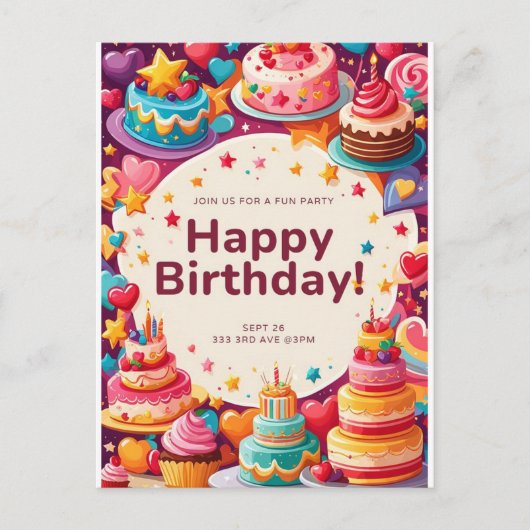 誕生日招待状カード インビテーションポストカード (正面)