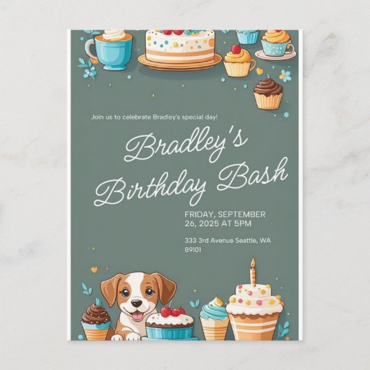 誕生日招待状カード インビテーションポストカード (正面)