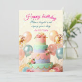 誕生日招待状カード、エレガントでカスタマイズ可能 招待状 (スタンド正面)