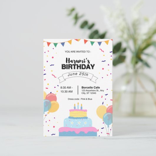 誕生日招待状カード 招待状 (スタンド正面)