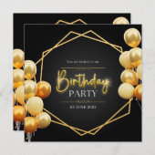 誕生日招待状カード – 日付を保存 招待状 (正面/裏面)