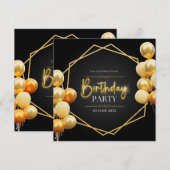 誕生日招待状カード - 日程を保存する 招待状 (正面/裏面)