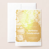 誕生日招待状カード 箔カード (裏面封筒付き)