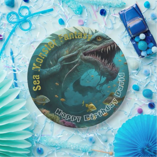 誕生日招待状シーモンスターファンタシー ペーパープレート (パーティー)