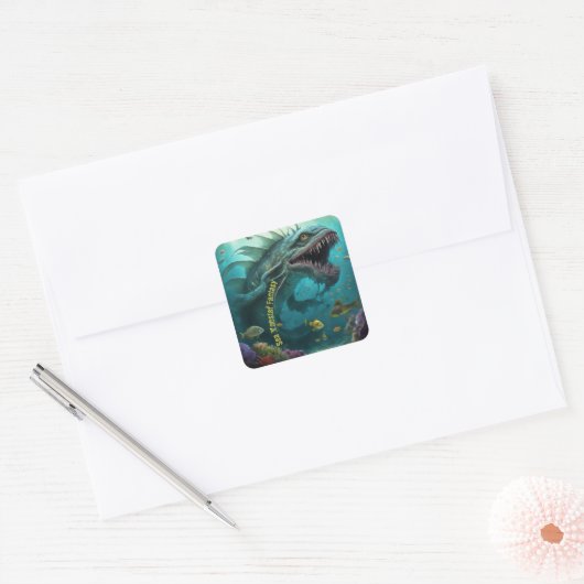 誕生日招待状シーモンスターファンタジー スクエアシール (封筒)