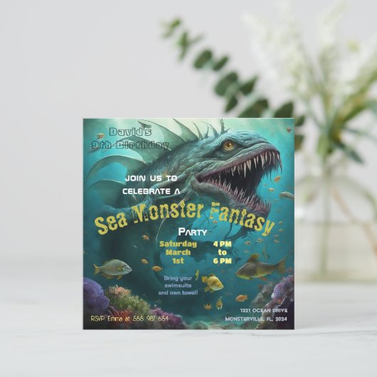 誕生日招待状シーモンスターファンタジー 招待状 (スタンド正面)