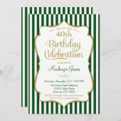 誕生日招待状ハンターグリーン金ゴールド大人 招待状 (正面/裏面)