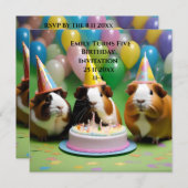 誕生日招待状パーティーモルモット セーブザデート (正面/裏面)