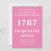 誕生日招待状ピンクアンドホワイト 招待状 (正面)