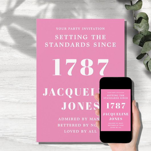 誕生日招待状ピンクアンドホワイト 招待状