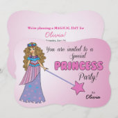 誕生日招待状ピンクプリンセスウィスパークリワンド 招待状 (正面/裏面)