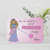 誕生日招待状ピンクプリンセスウィスパークリワンド 招待状 (スタンド正面)