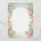 誕生日招待状ピンク春水彩フローラ 箔招待状 (裏面)