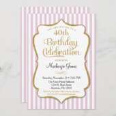 誕生日招待状ピンク金ゴールド大人トゥイー10代のン 招待状 (正面/裏面)