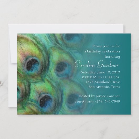 誕生日招待状ピーコックファンタジーセット1114 招待状 (正面)