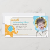 誕生日招待状フォトカード:：象+風船2 (正面)