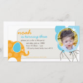 誕生日招待状フォトカード:：象+風船2 (正面/裏面)