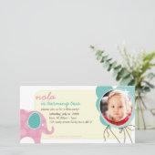 誕生日招待状フォトカード::象+風船7 (スタンド正面)