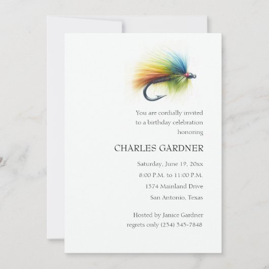 誕生日招待状フライフィッシング 招待状 (正面)