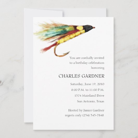 誕生日招待状フライフィッシング 招待状 (正面)