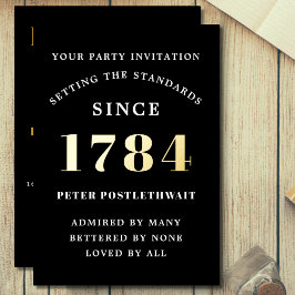 誕生日招待状ブラック金ゴールド 箔招待状