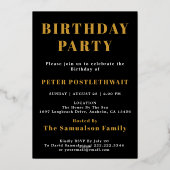 誕生日招待状ブラック金ゴールド 箔招待状 (裏面)