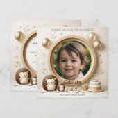 誕生日招待状ヘッジホッグフレーム 招待状 (正面/裏面)