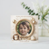 誕生日招待状ヘッジホッグフレーム 招待状 (スタンド正面)