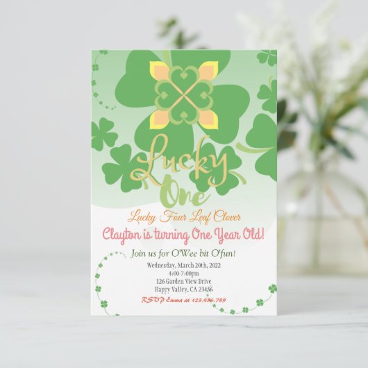 誕生日招待状ラッキーワンパーティー サンキューカード (スタンド正面)