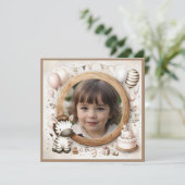 誕生日招待状写真用ゼブラフレーム 招待状 (スタンド正面)