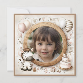 誕生日招待状写真用ゼブラフレーム 招待状